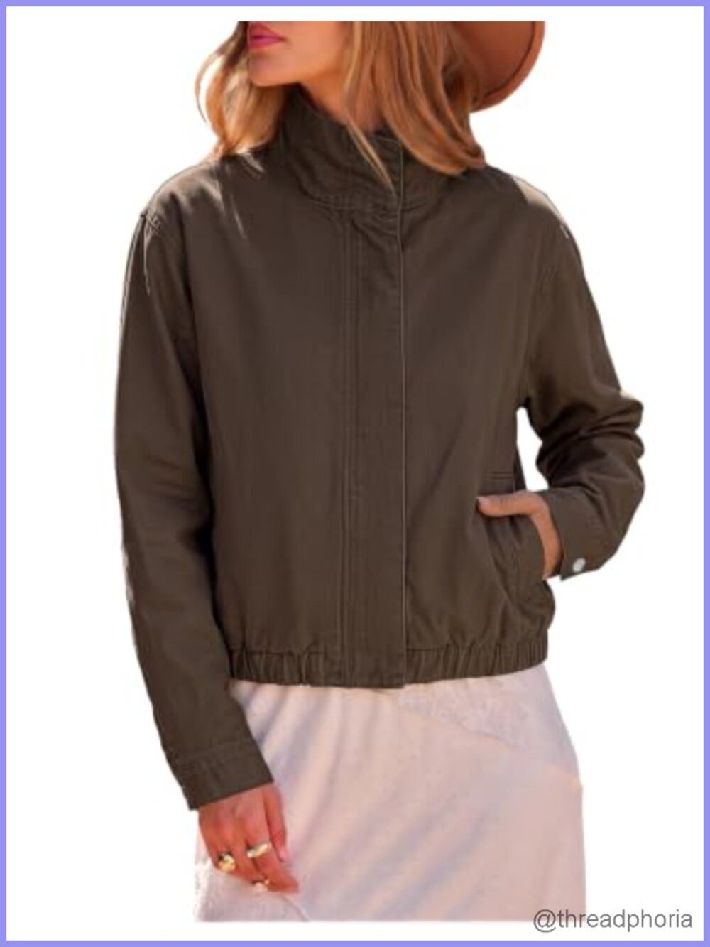luvamia Jean Jacket Women Funnel Neck Zip Up Oversized Casual Denim Jackets